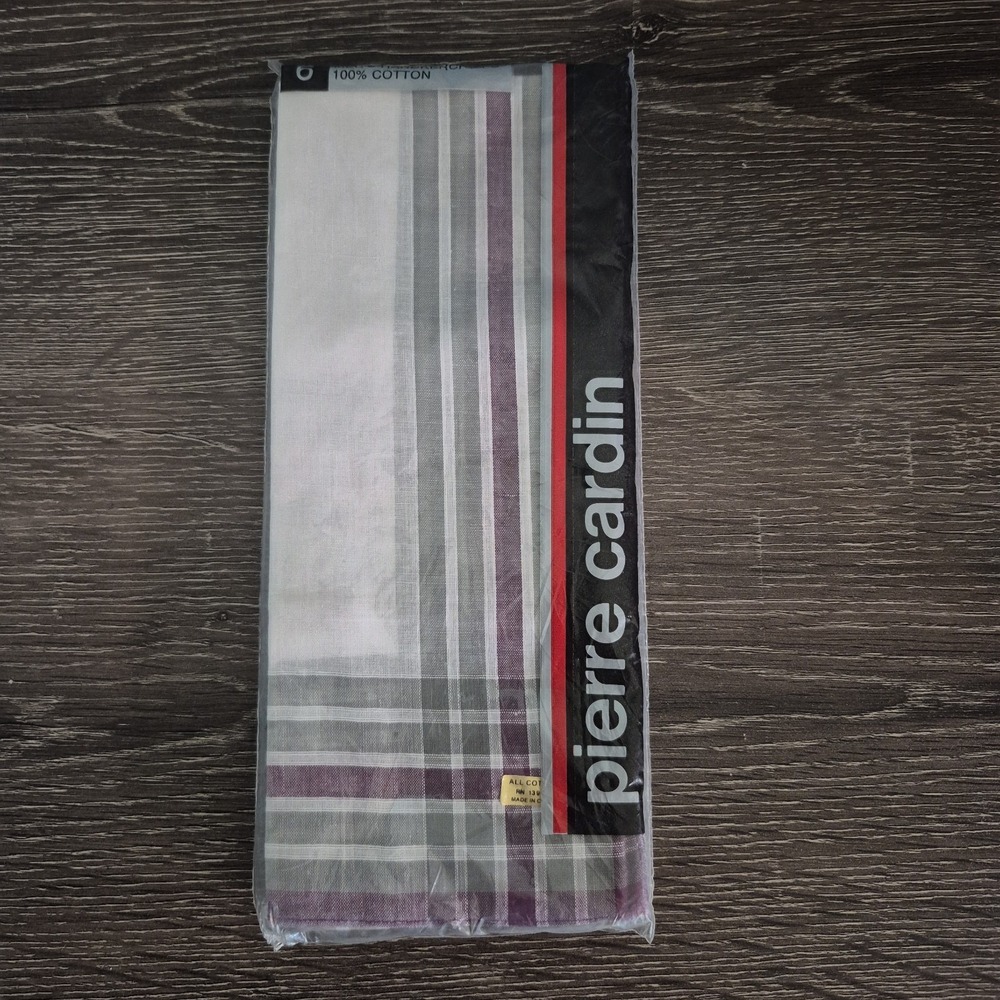 VTG Pierre Cardin Men's 100% Cotton Handkerchiefs  Set of 6 in Original Package